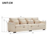thumbnail of Merax 4-Sitzer-Sofa aus Leinenstoff, mit Armlehnentaschen und 4 Kissen, Sofa im einfachen Stil, geeignet für Wohnzimmer, Wohnung und Büro, Beige