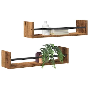 vidaXL Wandschap 100x15x70 cm bewerkt hout zwart, wandplank