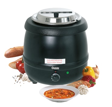 Terrina eléctrica profissional de 9 litros em aço inoxidável, preta, 400 W, 220 V - MONO