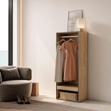 thumbnail of Offener Kleiderschrank, Kleiderbügel mit Einlegeböden, 60x35x145 cm, Schlafzimmer, Kleidung, Schuhe, Moderner Stil, Eiche - 436_1