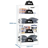 thumbnail of SimonRack Scaffali Metallo Garage 2000x1100x500 mm, 5 Ripiani in Acciaio, Portata, 90 kg per Ripiano, Bianco – Comfort