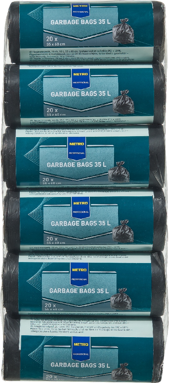 METRO PROFESSIONAL Müllbeutel, 55 x 60 cm, 35 L, 6 x 20 Stück