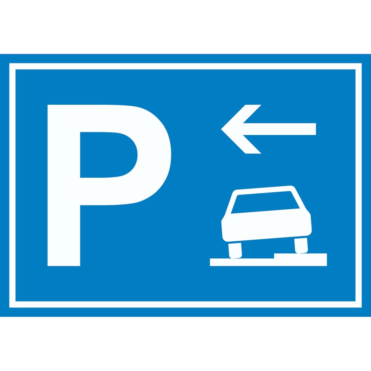 Gehweg Parkplatz mit Richtungspfeil links Schild waagerecht A2 Rückseite selbstklebend