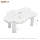thumbnail of Wolkenförmiger Couchtisch 100x70x40 cm MDF PVC Vierbein Design abgerundete Kanten platzsparend kompakt Wohnzimmer Beistelltisch weiß
