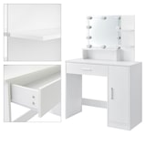 thumbnail of ML-Design Schminktisch Weiß mit Klappspiegel, 4 Schubladen & 4 Fächer, 117,5x78x45 cm, Frisiertisch für Damen & Mädchen, Kosmetiktisch aus MDF-Holz