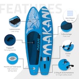 thumbnail of ECD Germany Aufblasbares SUP Board Makani 320×80×15 cm Blau – Komplettset mit Pumpe/Tragetasche/Zubehör, PVC, bis 120 kg