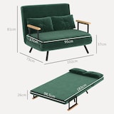 thumbnail of HOMCOM sofá cama de 2 plazas sofá cama plegable con respaldo ajustable de 5 niveles y almohadas acolchadas para oficina dormitorio 102x73x81 cm verde