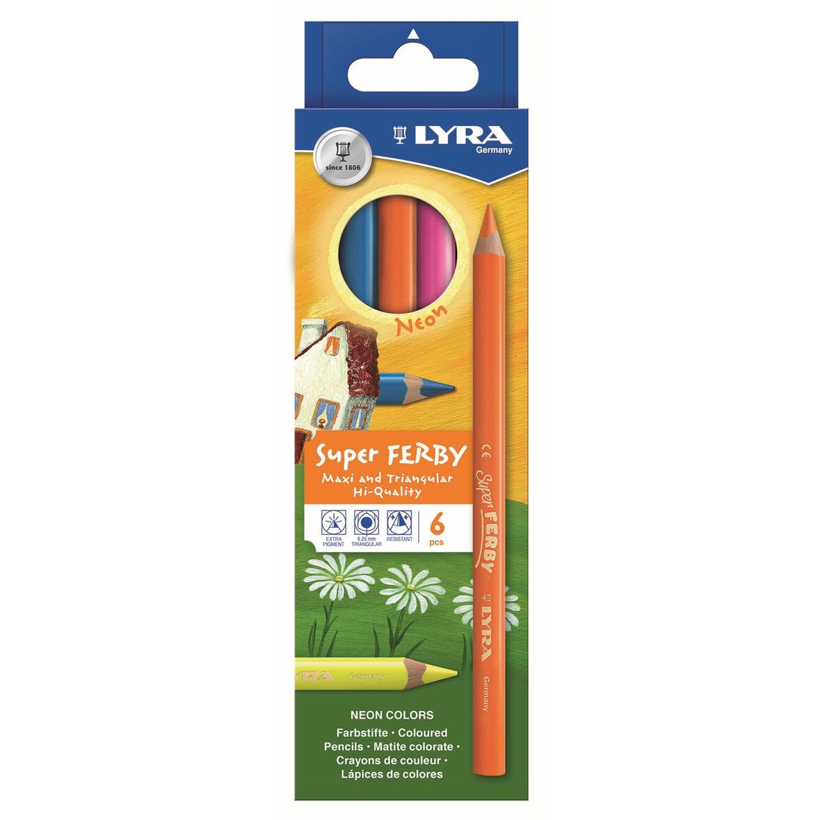 LYRA L3721063 Farbstifte Super Ferby - 6er Kartonetui, neon sortiert