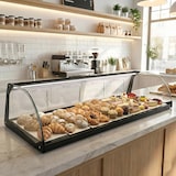 thumbnail of MBH - Expositor neutro de cristal curvado de 120cm para hostelería. Vitrina expositora de sobremesa neutra para bar y restaurante. Con LED.