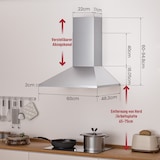 thumbnail of A+++ Dunstabzugshaube 60cm Umluft & Abluft mit 410 m³/h Luftleistung, Abzugshaube mit 2 Aktivkohlefiltern, 2 Fettfiltern, 3 Leistungsstufen
