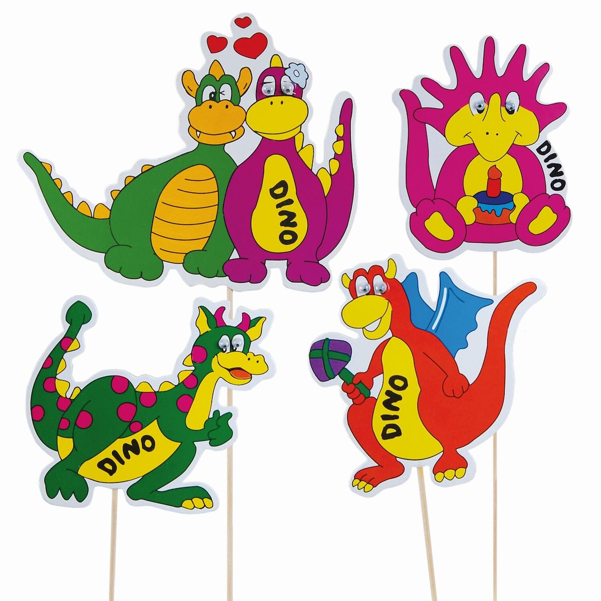 100x Deko-Picker "Dino Familie" 21cm