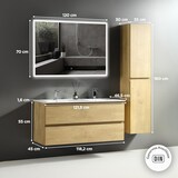 thumbnail of Alpenberger Badezimmermöbel Set mit Doppel Waschbecken mit Unterschrank, Spiegel und Hochschrank | Waschtisch Waschbeckenunterschrank Badschrank