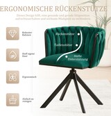 thumbnail of Drehstuhl Sessel 56x50x70 cm 2er Set 180 Grad Schwenkfunktion ergonomische Rückenform Metallgestell Velours Smaragdgrün