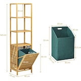 thumbnail of COSTWAY 2 in 1 Mensola da bagno e cesto portabiancheria, mobile alto per bagno in bambù con 3 ripiani
