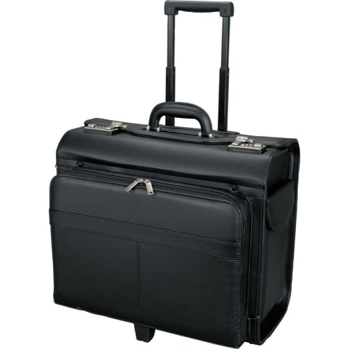 Alassio Pilotenkoffer SAN REMO mit Laptopfach und Trolleysystem schwarz Lederimitat 45030