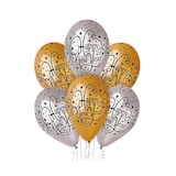 thumbnail of 6 Luftballons Silvester Happy New Year gold silber