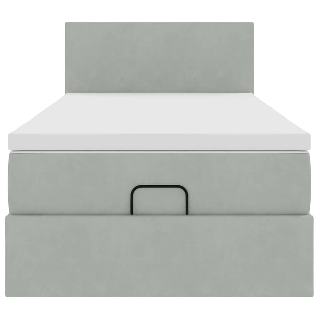 vidaXL Ottoman-Bett mit Matratze & LEDs Hellgrau 100x200 cm Samt