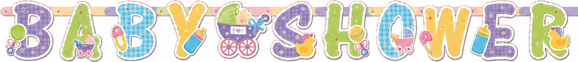 Baby Shower Banner Girlande 2,1m mit Babymotiven Partydeko Babyparty Geburt Feier Raumdeko Wanddeko Schriftzug Dekoration Mädchen und Jungen