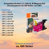 thumbnail of Kompatibel Brother LC-1240 XL M Magenta Rot Druckerpatrone für 600 Seiten von D&C