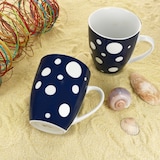 thumbnail of Pula dunkelblau 6er Set Kaffeebecher 300ml Porzellan-Tasse 6 Pers. Punkte Tee