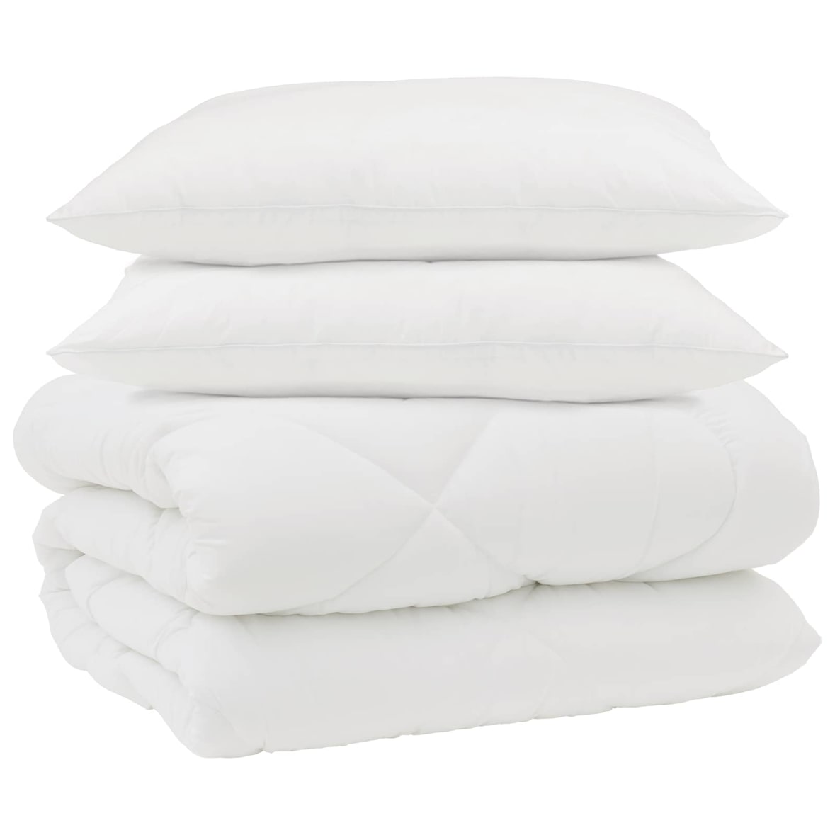 vidaXL Winterbettdecke mit Kissen 3 pcs Weiß Mikrofaser