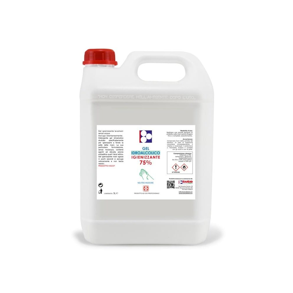 Gel Igienizzante Mani Alcool 75%  LT 5 - HACCP