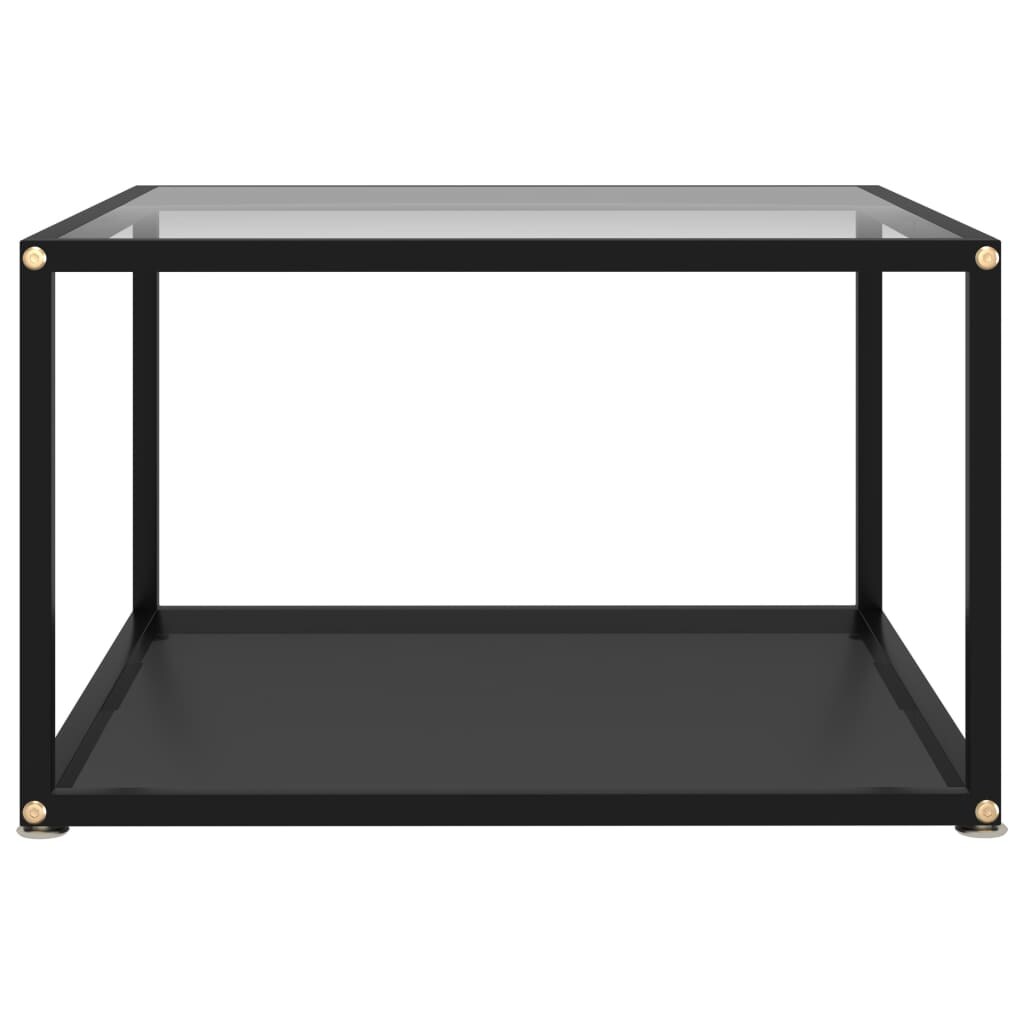 vidaXL Couchtisch Transparent und Schwarz 60x60x35 cm Hartglas