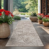 thumbnail of Carpetsale24 Outdoor Teppich Beige 80x250 cm Läufer, Wetterfest, ideal für Küche, Balkon, Terrasse auch Wohnzimmer, Palmblätter-Design