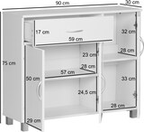 thumbnail of WOHNLING Sideboard 90x75 cm Kommode Anrichte 3 Türen 1 Schublade kleiner Schrank
