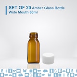 thumbnail of 20x Lege Amberkleurige Glazen Flessen van 60 ml met Kunststof Dop – Flessen voor Essentiële Oliën en Cosmetica
