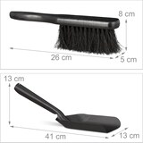thumbnail of Relaxdays Kehrgarnitur klein, 41 cm, langlebiger Stahl, Set mit Handfeger und Kaminschaufel, Kohleschaufel, schwarz