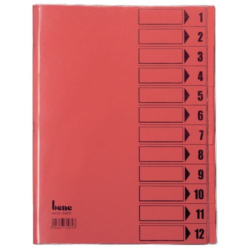 Bene Ordnungsmappe Trend DIN A4 Rot Hartpappe (RC) 12-teilig 24,4 x 31,2 cm