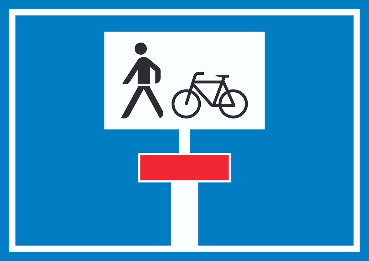 Sackgasse Radverkehr Fußgänger erlaubt Symbol Schild A5 Rückseite selbstklebend