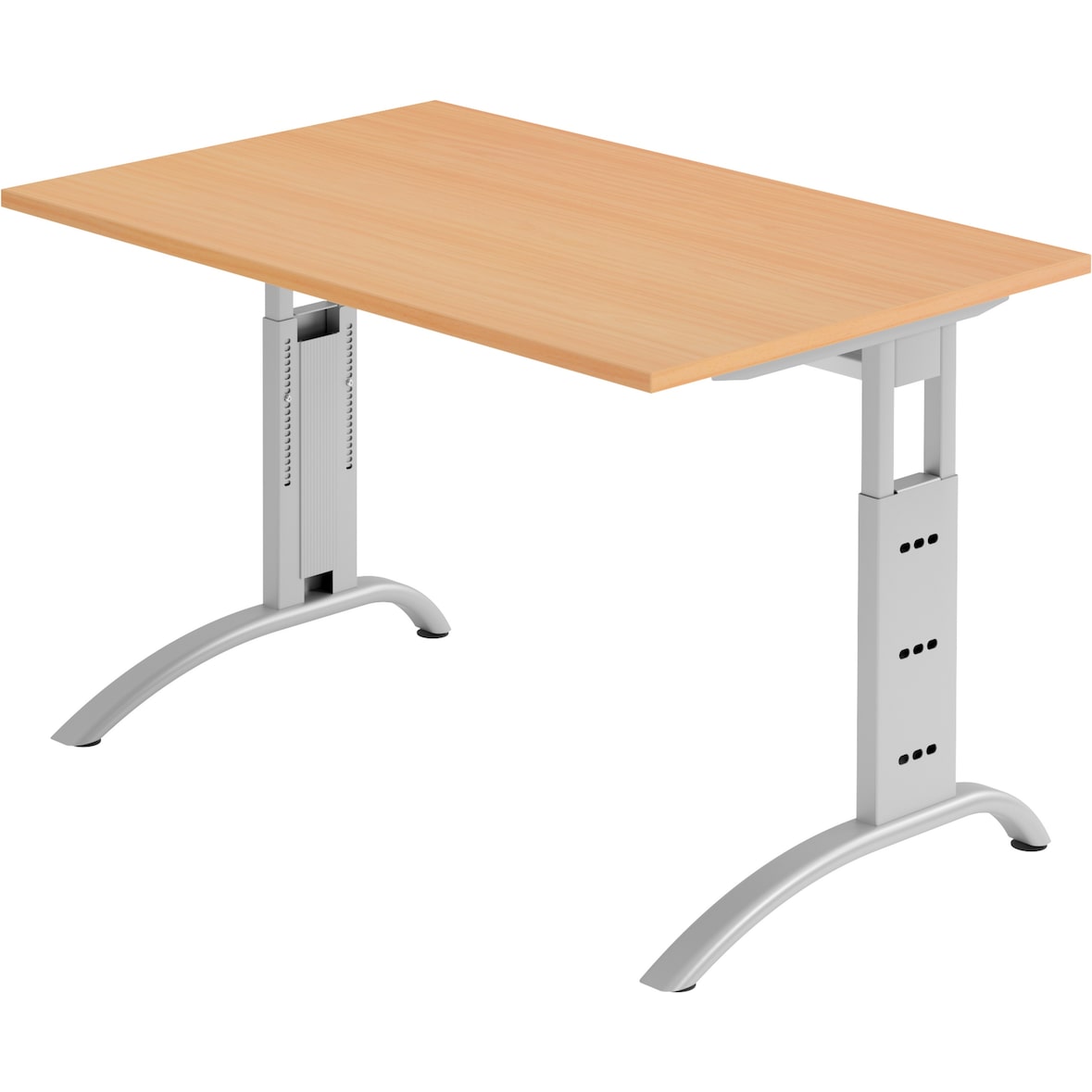 bümö manuell höhenverstellbarer Schreibtisch 120x80 cm in Buche - PC Tisch höhenverstellbar & klein, höhenverstellbarer Tisch Büro, kleiner