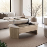thumbnail of Table basse ovale avec plateau relevable effet bois clair