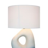 thumbnail of SalesFever Lampe de table | Cadre céramique / abat-jour lin | L 30 x P 16 x H 69 cm | Bleu – Blanc