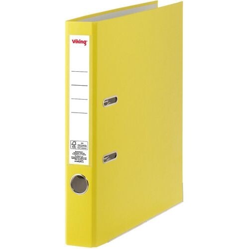 Viking Premium Ordner Schmal DIN A4 50 mm Gelb 2 Ringe Kunststoff Matt Hochformat