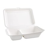 thumbnail of Fiesta Compostable - Kompostierbare Bagasse-Mahlzeitendosen mit Scharnierdeckel, weiß, 2 Teile (200 Stück)
