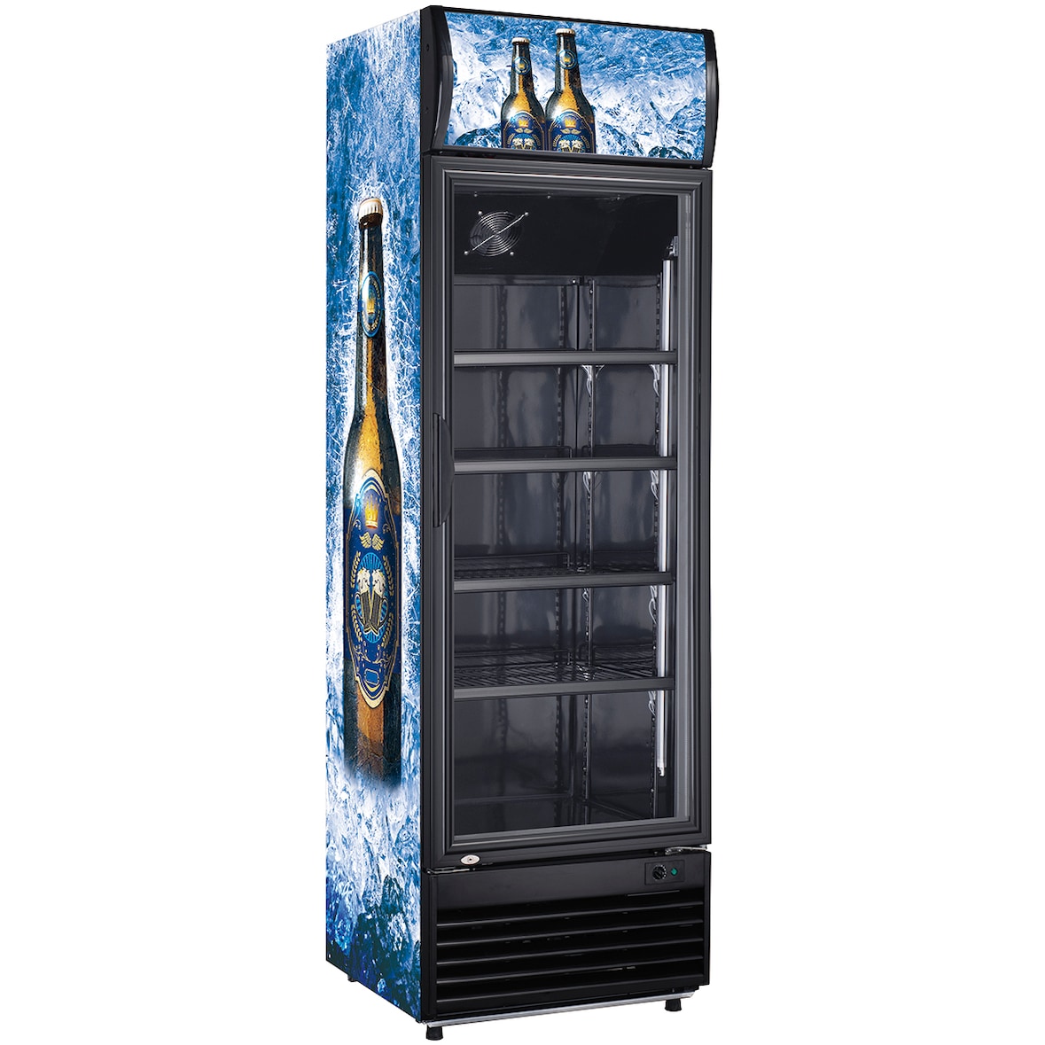 METRO Professional Réfrigérateur à boissons / Frigo vitré GSC2350B-BS, 62x63.6x201.1cm, 324L, froid ventilé, 180W, 1 porte vitrée, avec serrure