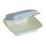 thumbnail of DeinPack Bio Einweg Bagasse Schalen ungeteilt Klappdeckel-Box 1200 ml I 200 Menübox Einweg 236 x 231 x 81 mm weiß