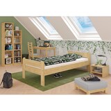 thumbnail of Einzelbett Futonbett 90x200 Kieferbett Massivholz natur Rollrost Matratze 60.39-09FLM