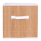thumbnail of Conjunto de 4 caixas dobráveis HWC-C21, cesto de arrumação cesto de organização caixa de seleção caixa de arrumação, bambu 32x32x32cm ~ cor natural