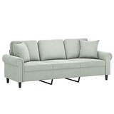 thumbnail of vidaXL 3-Sitzer-Sofa mit Zierkissen Hellgrau 180 cm Samt