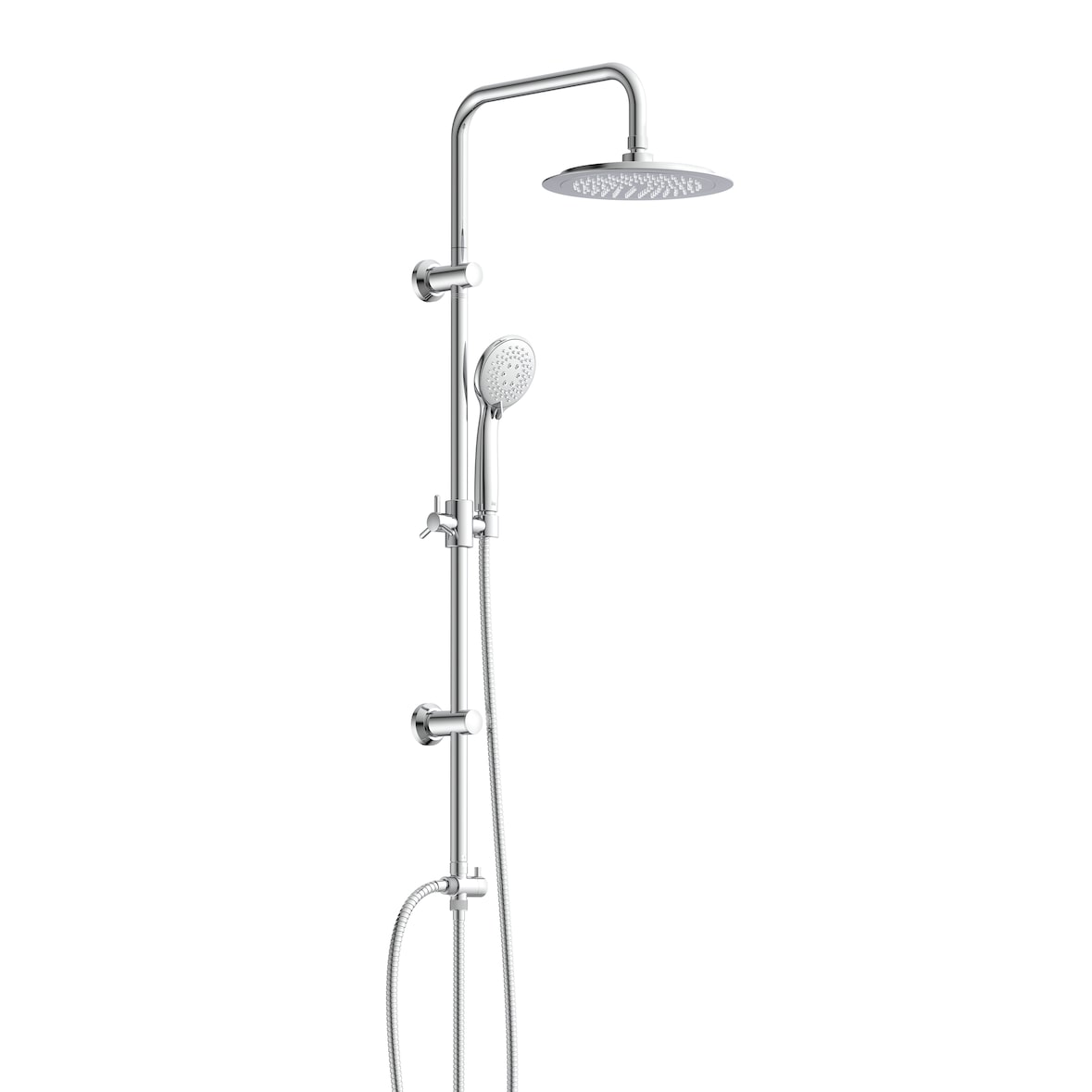Duschset OHNE BOHREN, Regendusche ohne Armatur, Duschsystem mit Kopfbrause und Handbrause, Chrom