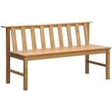 thumbnail of Outsunny banco de jardín de 3 plazas banco exterior de madera con respaldo de listones para terraza patio balcón carga 360 kg 144x60x77 cm natural