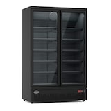 thumbnail of Kühlschrank RHINO auf Rollen | 2x Glastür + LED | 1000 Liter, HxBxT 199,7x125,3x71cm | 0/+10°C | Schwarz + CHEFGASTRO Geschirrtuch