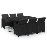 thumbnail of vidaXL 7-tlg. Garten-Essgruppe mit Kissen Poly Rattan Schwarz