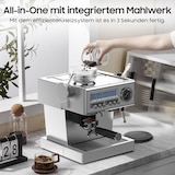 thumbnail of Espressomaschine mit Mahlwerk, 2050W Siebträgermaschine mit 20-Bar italien Pumpe, Milchschäumer und Barista Kit, 25 Mahlgrade, 1,6L, Edelstahl