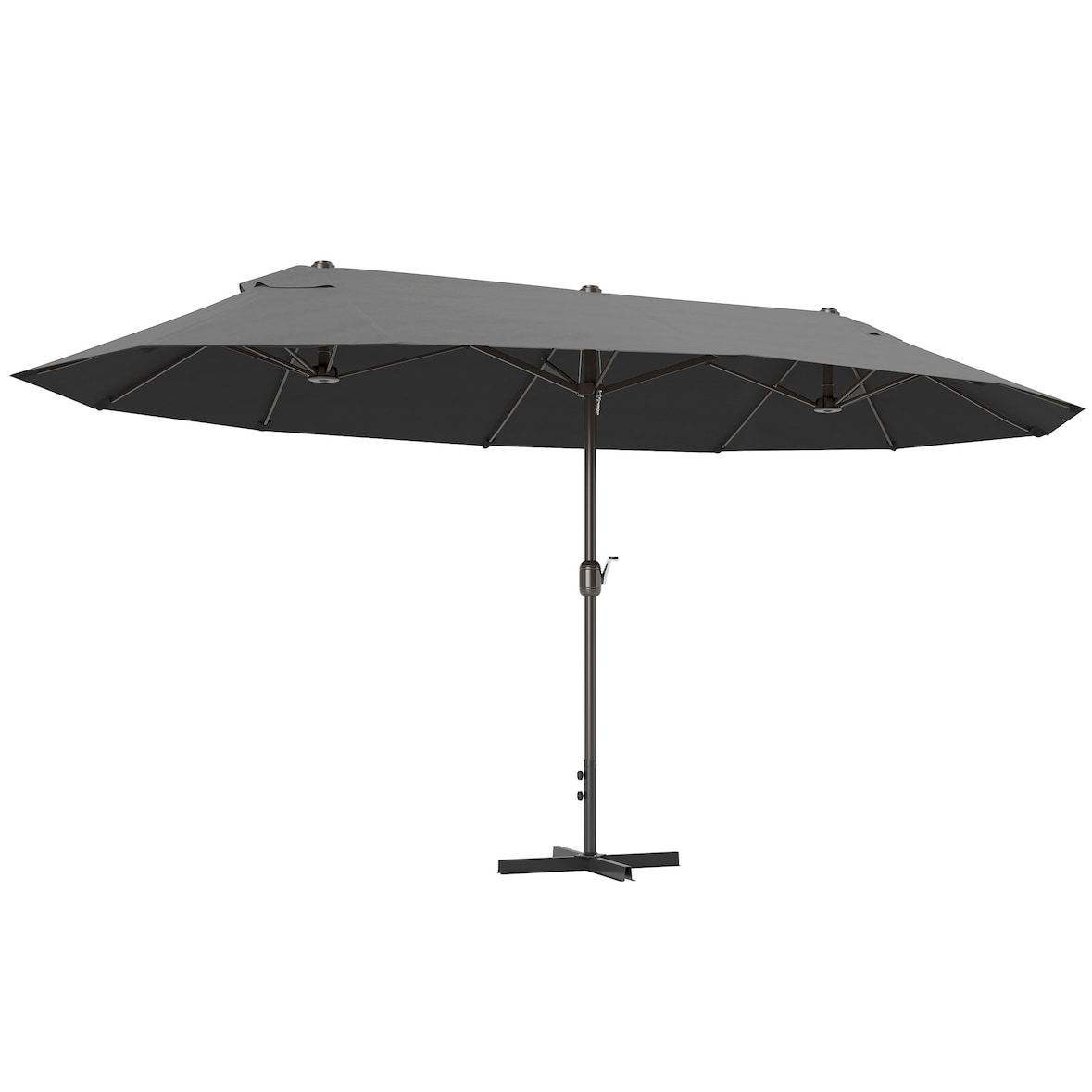 Outsunny sombrilla doble 4,6x2,7 m sombrilla terraza exterior con manivela manual resistente al agua y protección solar gris