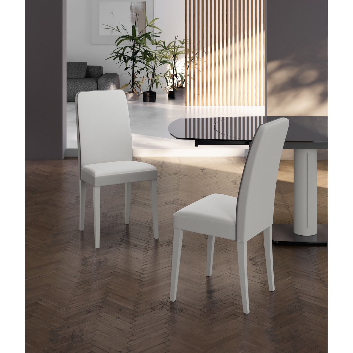 Anita - Cadeira de couro ecológico branca 2 peças